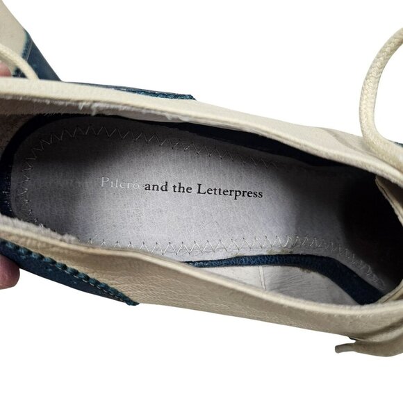 Anthropologie Pilcro Letterpress Leather Peep Toe Brighton Oxford Wedges Retro 8 - Picture 6 of 14